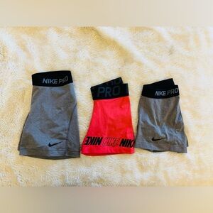 Nike Women’s Spandex Bike Shorts Trio – Black, Gray, Orange, Size Small